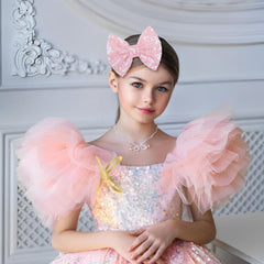 Lanmerry pink bow with alligator clip secures hairstyle