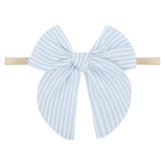 Lanmerry blue-white headband with bow, soft cotton texture for comfortable daily wear
