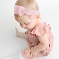 Lanmerry hairband bows beige, side view, flexible comfort for all-day wear
