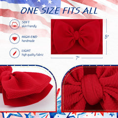 Lanmerry one-size-fits-all baby bow headband stretches to 14 inches.