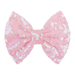 Lanmerry sequin bow clip 5-inch pink adds sparkle for daily wear
