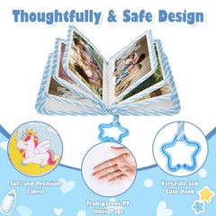 Lanpn photo album includes name cards and stickers to personalize baby milestones.