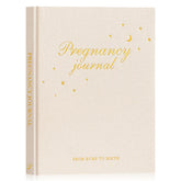 Lanpn pregnancy journal cover beige with linen texture offering a durable, elegant keepsake.