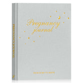 Lanpn pregnancy journal cover with linen texture and gold foil for a premium keepsake.