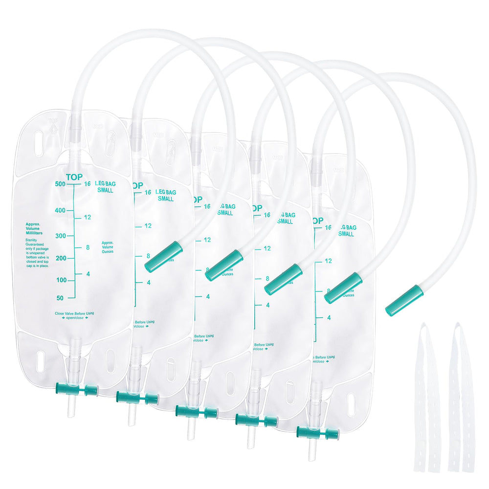 Lansynes leg bag 500ml capacity pack for daily replacement and hygienic urine collection.
