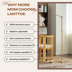Lanttoe crib mobile arm made of EU beech wood with smooth natural finish