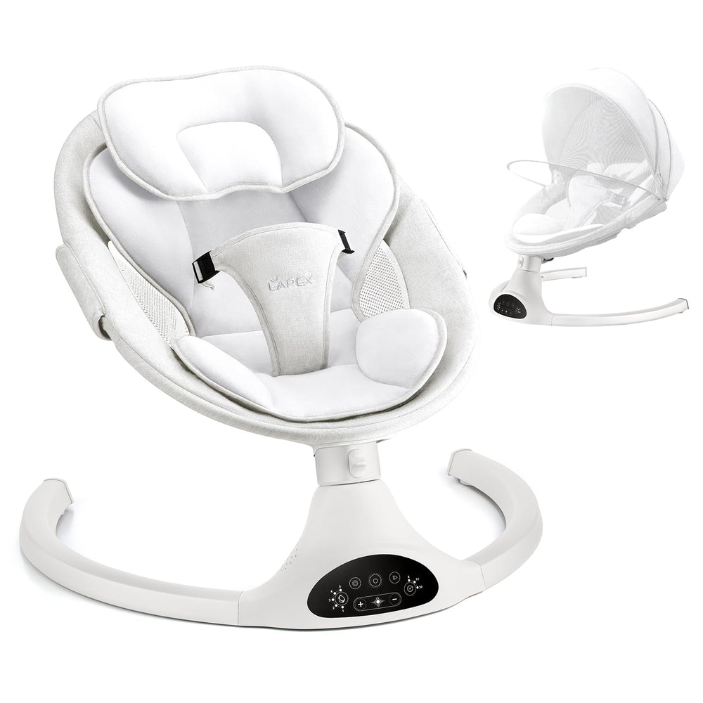 LAREX baby swing with remote control for easy sway adjustments
