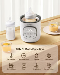 Larex warmer quickly heats milk in 2.5–7 minutes for hungry babies.