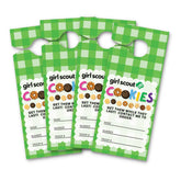 Lashicorn Cookies Sold Here door hanger in bright green checkered design boosts doorstep visibility.