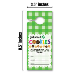 Lashicorn personalized door hanger features name and troop number for local outreach.