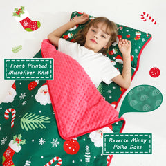 Lasoftan Christmas nap mat blanket adds extra warmth with soft fleece lining during naps.