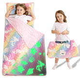Lasoftan glowing jellyfish nap mat roll shows easy travel setup