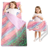 Lasoftan glowing star nap mat, rolled for easy carrying and storage.