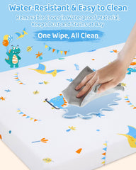 Lasoftan Pack N Play Mattress machine-washable cover for easy cleaning.