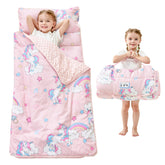 Lasoftan toddler nap mat unicorn roll for travel-friendly, compact storage