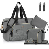LASUK diaper bag tote front view with spacious main compartment for essentials.