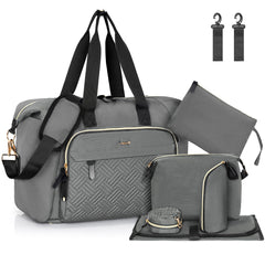 LASUK diaper bag tote front view with spacious main compartment for essentials.
