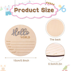 lasuroa baby announcement sign with engraved birth stats for a keepsake.