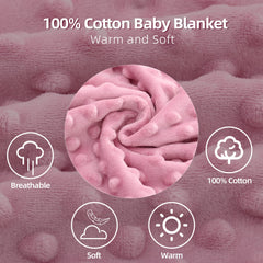 LAT LEE AND TOWN Minky Dot blanket folded beside crib for versatile use.