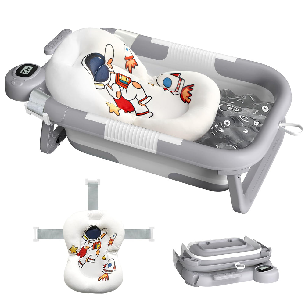 LAUJIA collapsible baby bathtub with flat-fold design for compact storage