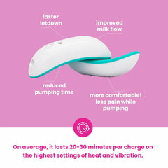 LaVie massager pad in use demonstrates gentle vibration during pumping