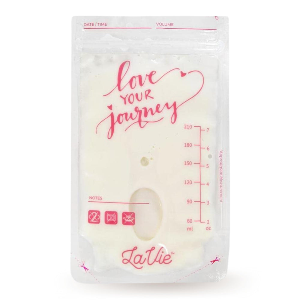 LaVie breast milk storage bags box front for easy organization on the counter.