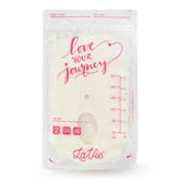 LaVie breast milk storage bags box front for easy organization on the counter.