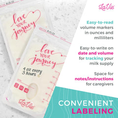 LaVie measurement marks show accurate volume levels for preparing milk feeds.