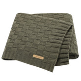 LAWKUL Cable Babe blanket in dark green, 40x30, for cozy warmth