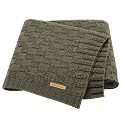 LAWKUL Cable Babe blanket in dark green, 40x30, for cozy warmth