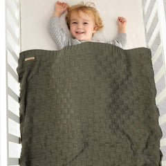 LAWKUL checkered cable pattern close-up, timeless nursery style