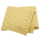 LAWKUL Knit Cable Babe Baby Blanket in yellow offers cozy warmth for newborns.