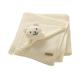LAWKUL Bear Lovey blanket front view highlighting soft cotton for newborn comfort.