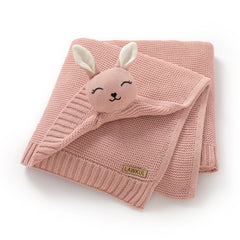 LAWKUL Bunny Lovey blanket front view showing soft plush texture for newborn cuddles