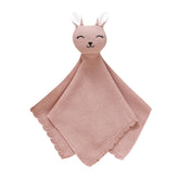 LAWKUL Bunny Lovey pink knit blanket, soft for newborns and comforting to touch