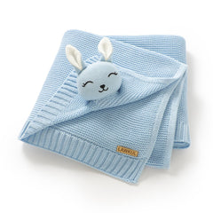 LAWKUL Bunny Lovey Blanket soft cotton texture supports newborn comfort for snuggling.