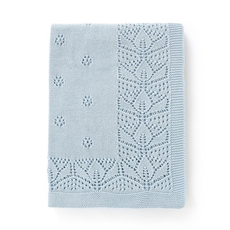 LAWKUL cellular blanket in blue provides breathable 100% cotton comfort for babies.