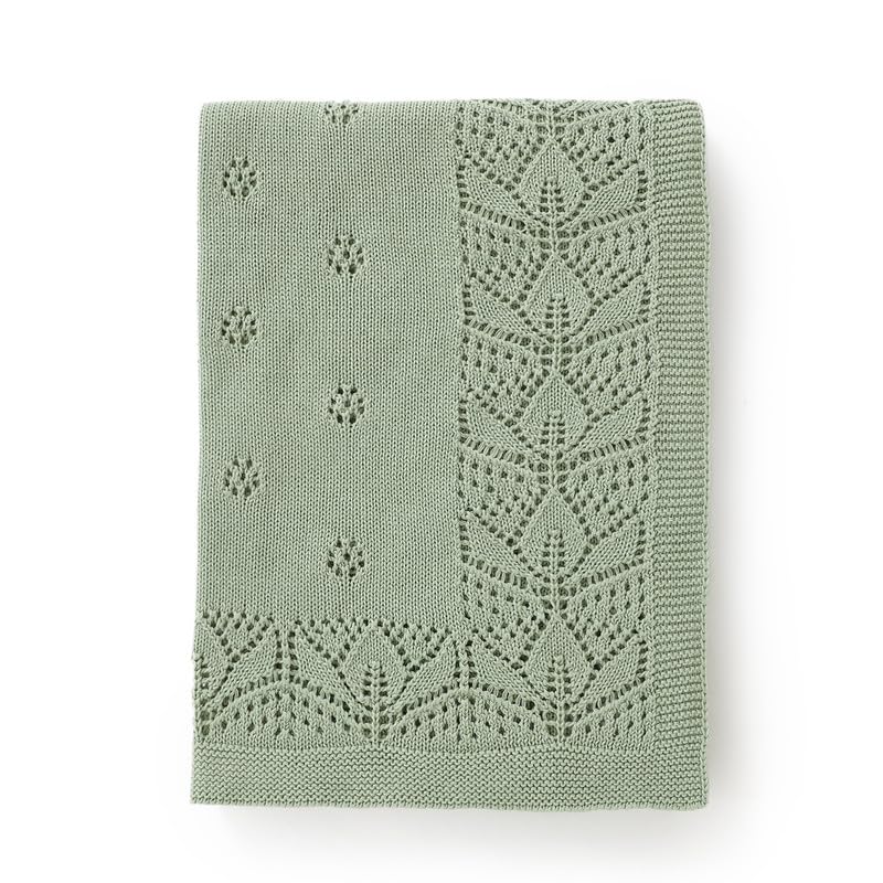 LAWKUL Cellular Blanket in green with breathable cotton for delicate baby skin.