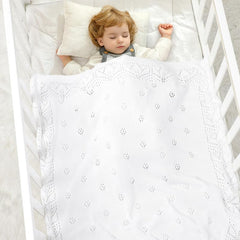 LAWKUL Cellular Blanket floral pattern highlights delicate design in soft macaron colors.