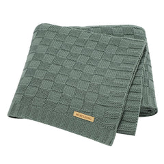 LAWKUL Green Baby Blanket with cable pattern for cozy naps