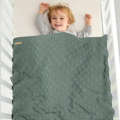 LAWKUL Green Baby Blanket closeup fiber showing soft acrylic texture