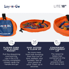 Lay-n-Go mesh pocket keeps small pieces organized during play.