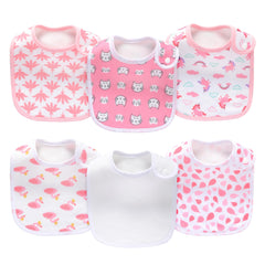 lazyrhino baby bib close-up shows soft fabric and pink pattern for gentle mealtime protection