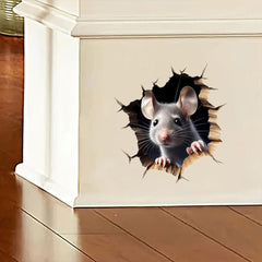 LBLYYLYC LB-0029 peeking mouse through torn hole creates playful decor focal point on surfaces.