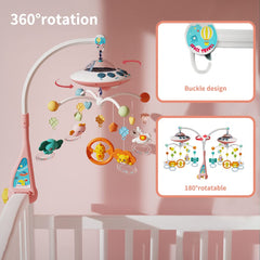 Lcasio baby musical crib mobile remote-control enables easy volume and light adjustments