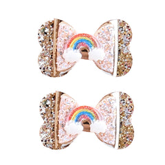 LDDCX glitter gold bows hair clip size 1.5x1.9 inches for easy daily wear.