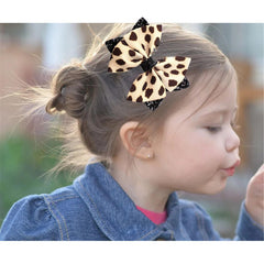 LDDCX leopard print hair bow clip with secure non-slip grip