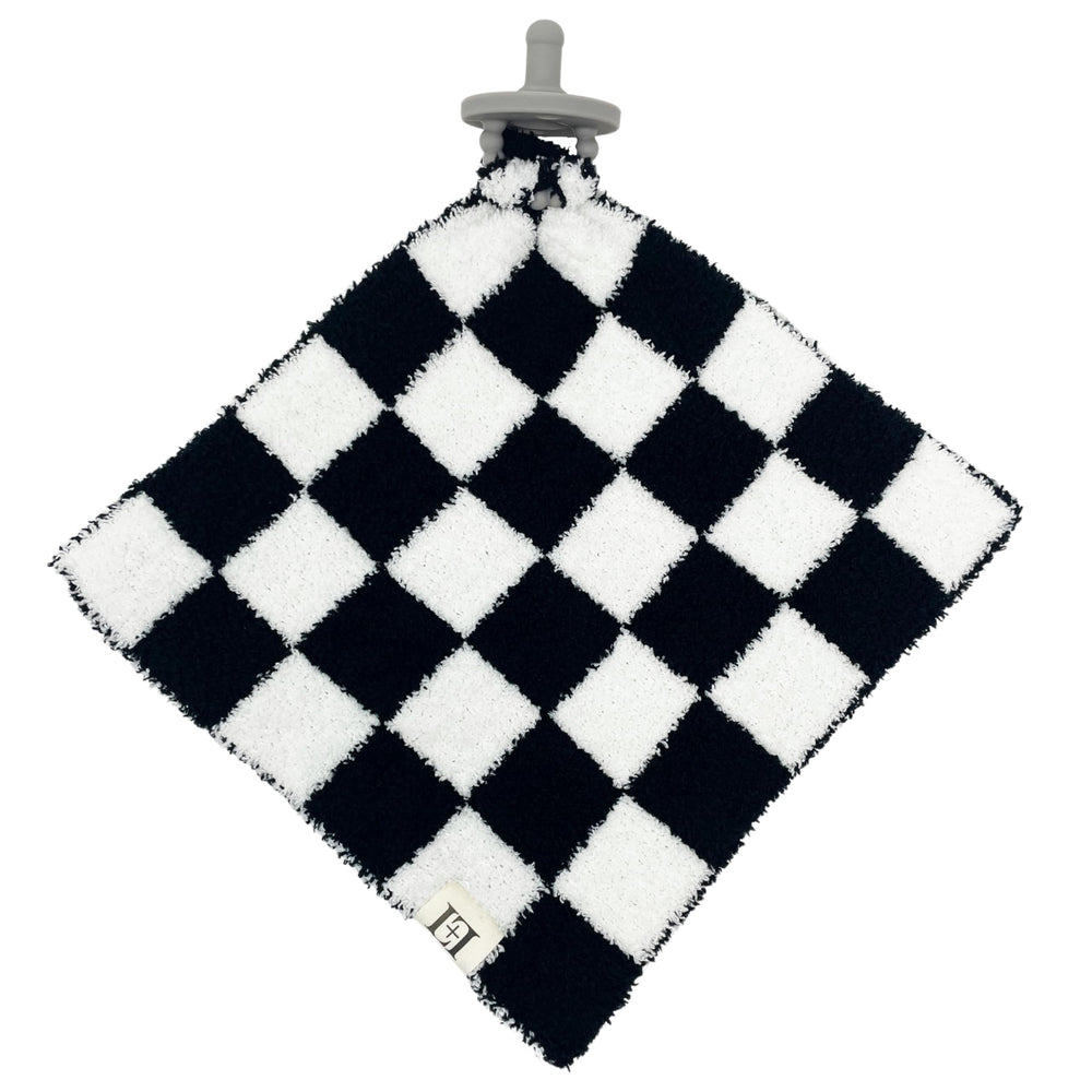 Leaps + Legends checkered lovey front view for cozy newborn comfort