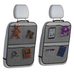 Lebogner Kick Mats Grey 4-Pocket, front view, protects seatbacks during travel.