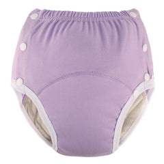 LEEMOOCARE cotton incontinence pants purple M flatlay highlighting soft breathable fabric